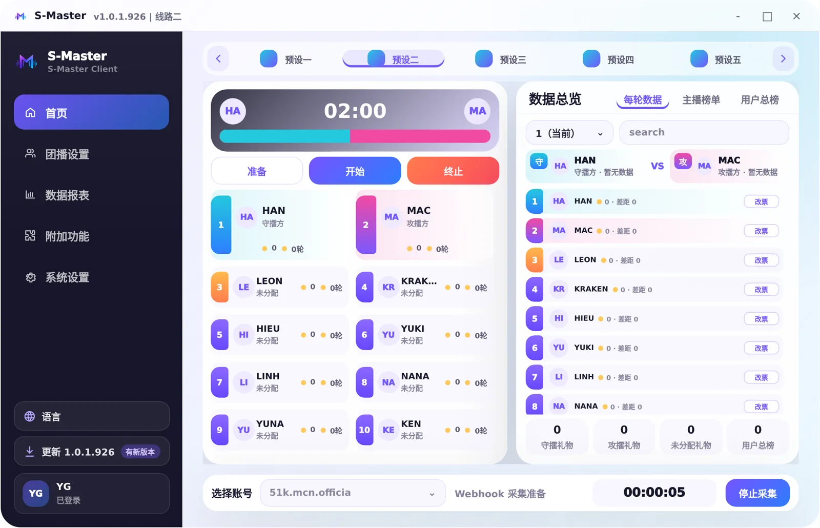 S-Master 客户端 · 双人 PK 实时中控台